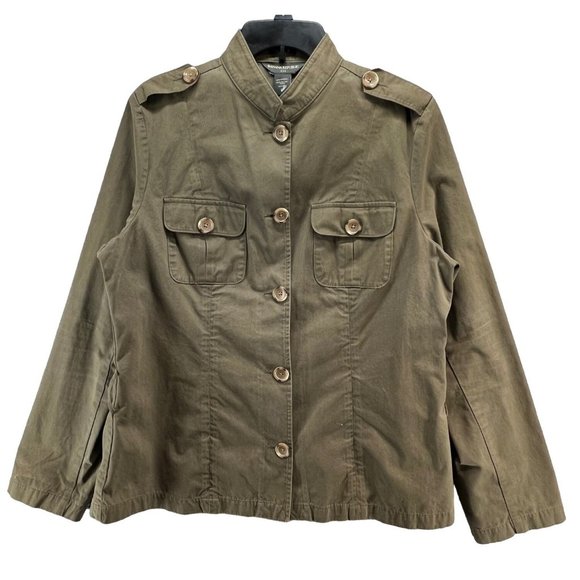 Banana Republic Jackets & Blazers - Banana Republic Button Up Cotton Utility Shirt Jacket Olive Green Womens Size XL